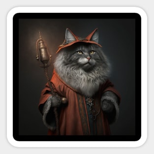 Magical Cat in an Orange Robe Sticker